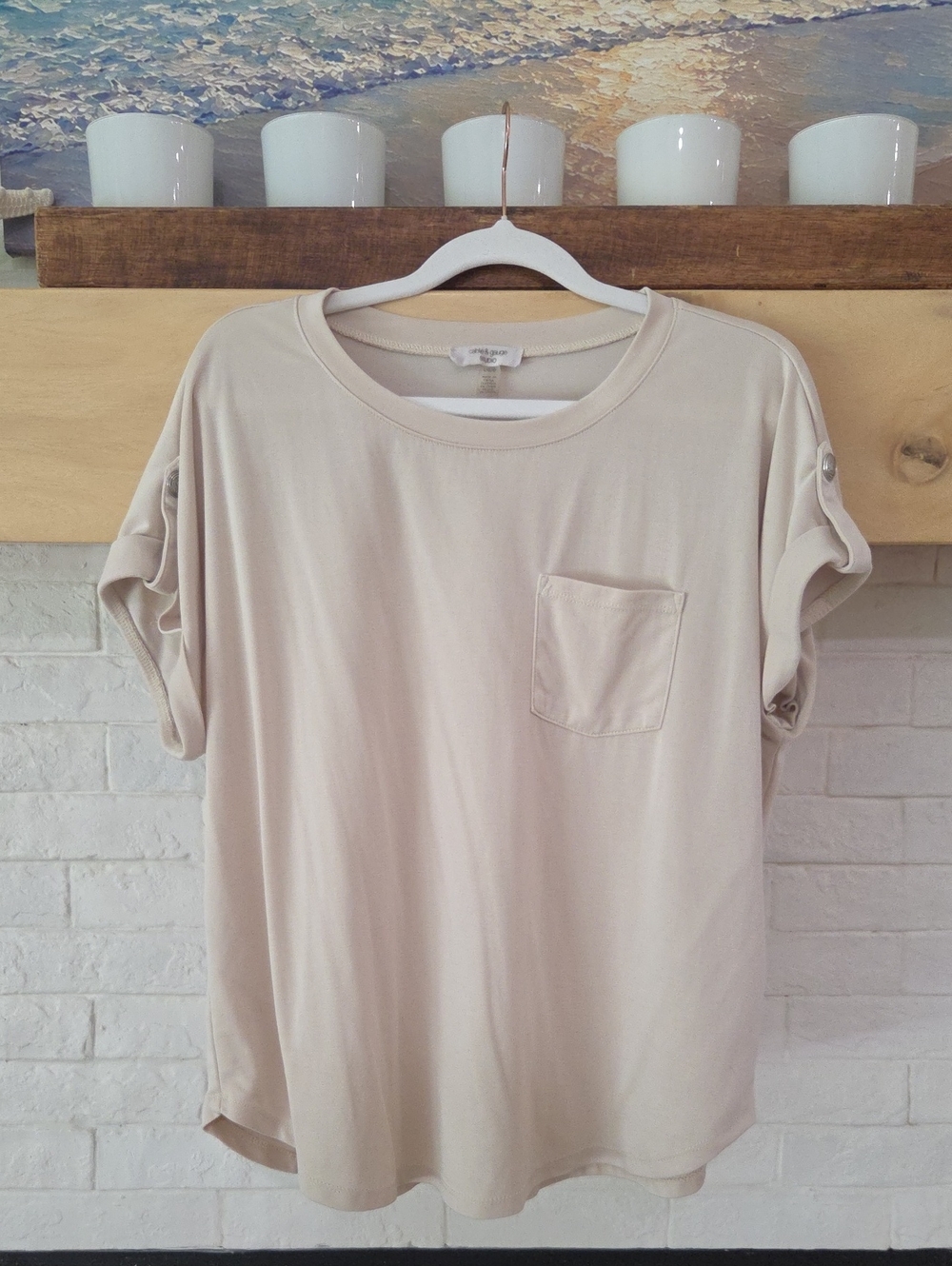 Cable & Gauge Studio Neutral Crewneck Tee - Light Beige
